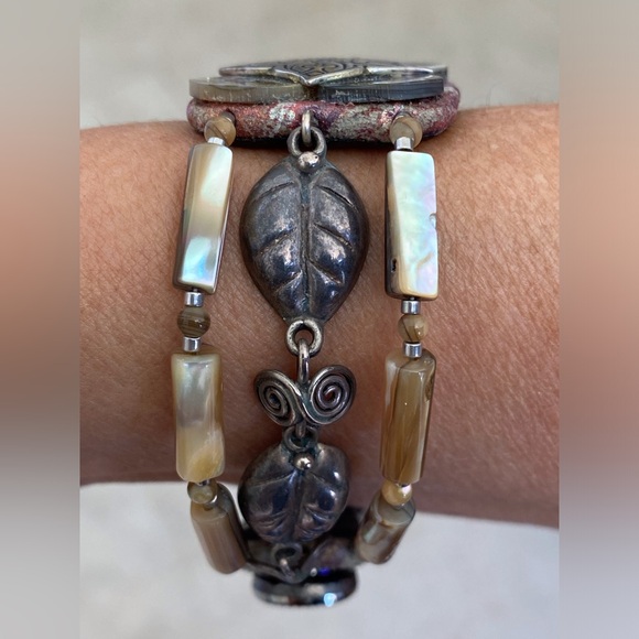 Beautiful Vintage Taxco Sterling 925 and Abalone Bracelet - Picture 4 of 15
